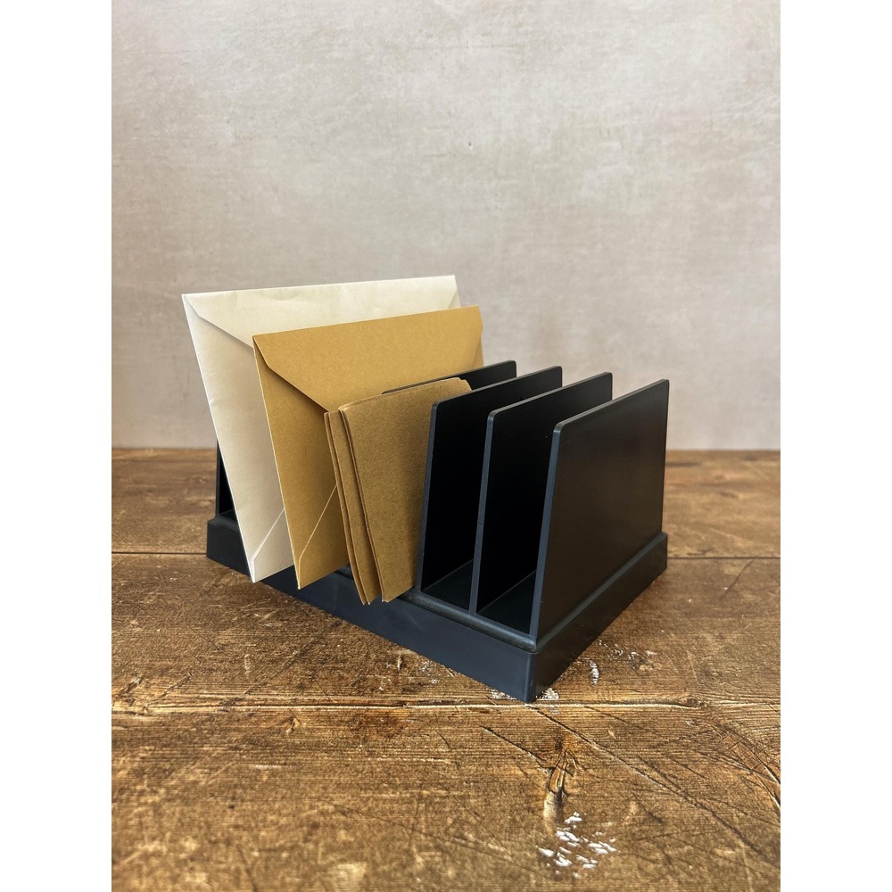Vintage Korr Mid Century Desk Organizer - Black Letter Tray - Retro Paper Holder - Picture 3 of 13